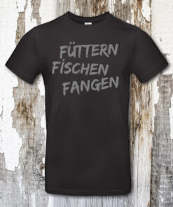 T-Shirt Füttern Fischen Fangen schwarz grau