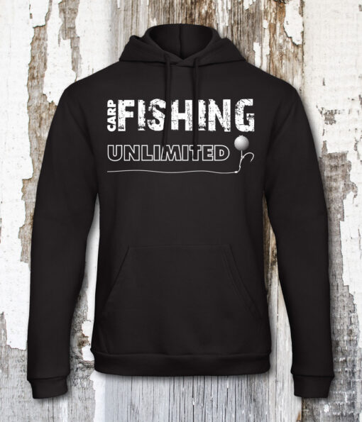 Hoodie Carp Fishing Unlimited schwarz